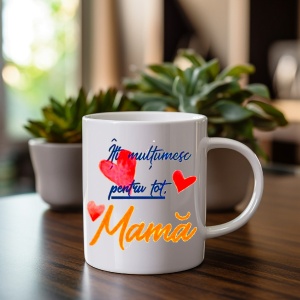Cana alba personalizata cu textul Iti multumesc pentru tot Mama - Img 1