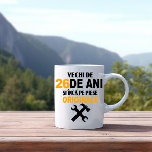 Cana alba personalizata cu textul Vechi de .. ani si inca pe piese originale - Img 72