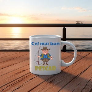 Cana alba personalizata textul Cel mai bun pescar!