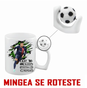 Cana Antistres motivationala cu jucatorul preferat Kylian Mbappe Eat Sleep Football Repeat - Img 3