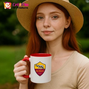 Cana AS Roma Italia , cu logoul stema echipei, Cadoul Perfect - Img 48