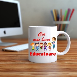 Cana cadou personalizata cu textul: Cea mai buna educatoare - Img 3