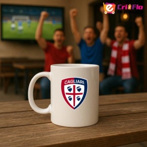 Cana Cagliari Calcio Italia , cu logoul stema echipei, Cadoul Perfect - Img 18