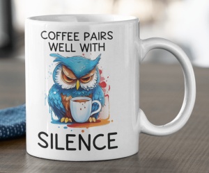 Cana haioasa alba personalizata cu mesajul - Silence - Cadou