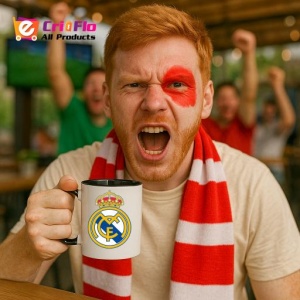 Cana Real Madrid CF Spania , cu logoul stema echipei, Cadoul Perfect - Img 37