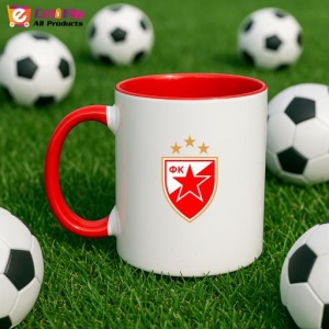 Cana Red Star Belgrade Serbia , cu logoul stema echipei, Cadoul Perfect - Img 46