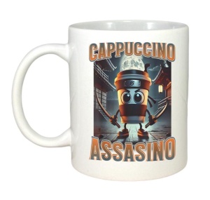 Cana Tralalero TraLaLa cu Italian Brainrot Cappuccino Assassino, Funny Cappuccino Meme V - Img 2