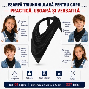 Eșarfă Triunghiulară Copii Unisex, Multifuncțională și cu Uscare Rapidă – Relax 327 - Img 5