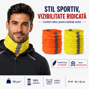 Eșarfă Tubulară Bărbați Reflectorizantă, Fluorescentă și Multifuncțională – HV Twister 3V8 - Img 5