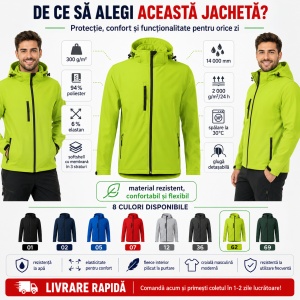 Geacă Bărbați tip Jachetă Softshell cu Glugă Detașabilă, Impermeabilă și Elastică – Performance 522 - Img 3