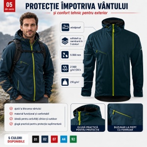 Geacă Bărbați tip Jachetă Softshell cu Glugă, Impermeabilă și Rezistentă la Vânt – Cool 515 - Img 9