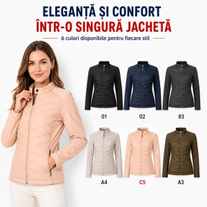Geacă Damă tip Jachetă Hibridă Matlasată și Softshell, Elastică și Modernă – Cross 556