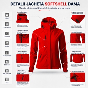 Geacă Damă tip Jachetă Softshell cu Glugă, Impermeabilă și Elastică – Nano 532 - Img 3