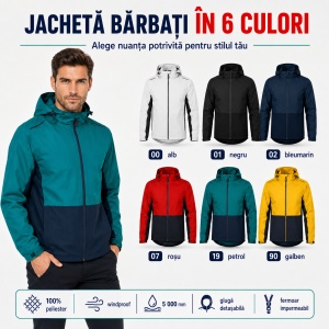 Geacă tip Jachetă Impermeabilă Bărbați cu Glugă Detașabilă, Windproof – Rainbow 538 - Img 5