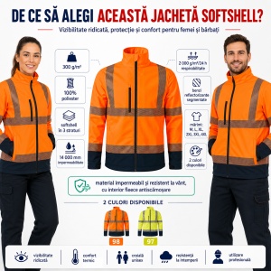 Geacă Unisex tip Jachetă Softshell Reflectorizantă, Impermeabilă și Călduroasă – HV Drop 5V3 - Img 2