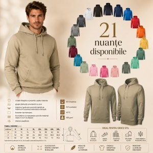 Hanorac Bărbat Malfini Cape 413, 65% Bumbac, 320 g/m², Glugă cu Șnur, Buzunar Marsupiu, 21 Nuanțe, Mărimi S–5XL - Img 10