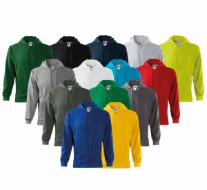 Imagine de prezentare pentru hanorac barbat tip bluza cu fermoar si 2 buzunare si culorile disponibile galben, rosu, negru, alb, gri, verde