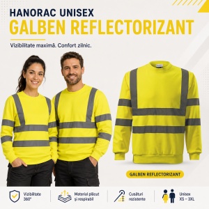 Hanorac bluză reflectorizantă unisex fără glugă, damă și bărbat, benzi 3M - Img 11