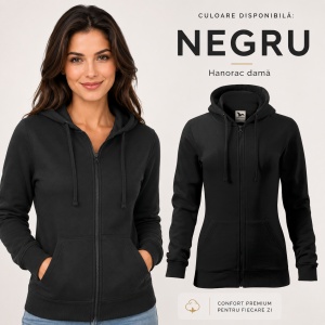 Hanorac Damă cu Fermoar și Glugă Malfini 411 Trendy Zipper – 300 g/m² - Img 21