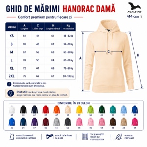 Hanorac Damă cu Glugă și Buzunar Tip Marsupiu Malfini 414 Cape – 320 g/m² - Img 4