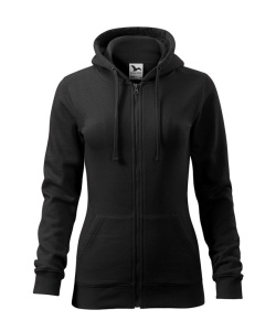 Hanorac dama tip bluza cu fermoar si 2 buzunare de culoare negru