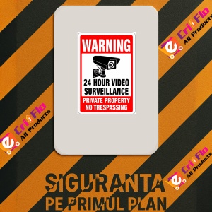 Indicator 24 Hour Video Surveillance Sign, Sticker autocolant - Img 2