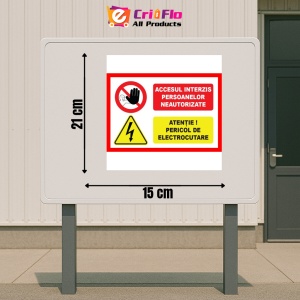 Indicator Accesul interzis persoanelor neautorizate atentie pericol de electrocutare, Sticker autocolant - Img 2