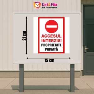 Indicator Accesul interzis proprietate privata, Sticker autocolant - Img 2