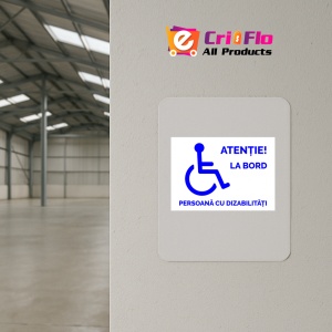 Indicator Alb atentie la bord persoana cu dizabilitati, Sticker autocolant - Img 4