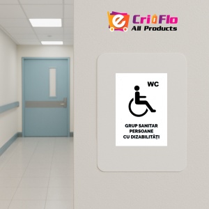 Indicator Alb grup sanitar persoane cu dizabilitati, Sticker autocolant - Img 5
