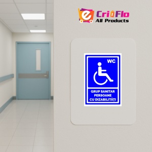 Indicator Albastru grup sanitar persoane cu dizabilitati, Sticker autocolant - Img 5
