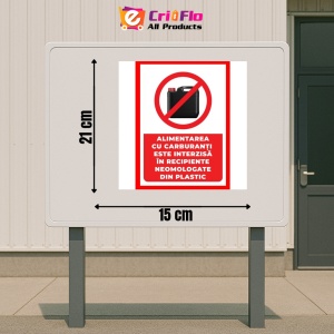 Indicator Alimentarea cu carburanti este interzisa in recipiente neomologate din plastic, Sticker autocolant - Img 2