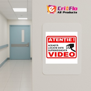 Indicator Atentie aceasta locatie este supravegheata video, Sticker autocolant - Img 5