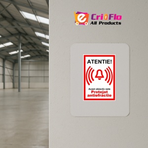 Indicator Atentie acest obiectiv este protejat antiefractie, Sticker autocolant - Img 4