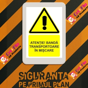 Indicator Atentie banda transportoare in miscare indicator de avertizare, Sticker autocolant - Img 3