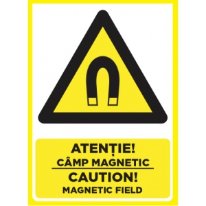Indicator Atentie camp magnetic caution magnetic field, Sticker autocolant
