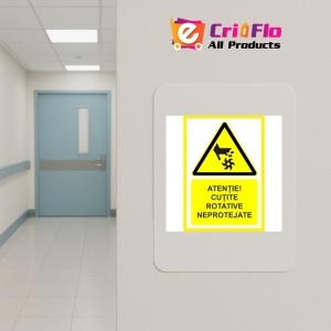 Indicator Atentie cutite rotative neprotejate, Sticker autocolant - Img 5