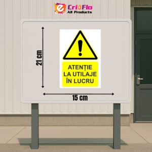 Indicator Atentie la utilaje in lucru indicator de avertizare, Sticker autocolant - Img 2