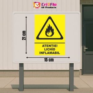 Indicator Atentie lichid inflamabil, Sticker autocolant - Img 2