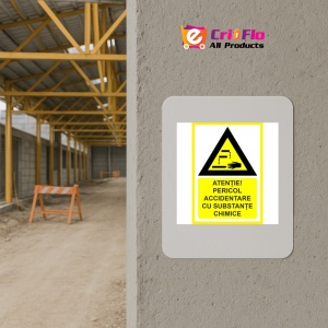 Indicator Atentie pericol accidentare cu substante chimice, Sticker autocolant - Img 5