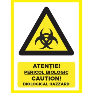Indicator Atentie pericol biologic caution biological hazard, Sticker autocolant