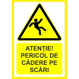Indicator Atentie pericol de cadere de pe scari, Sticker autocolant