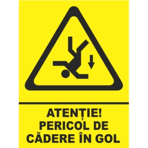 Indicator Atentie pericol de cadere in gol, Sticker autocolant