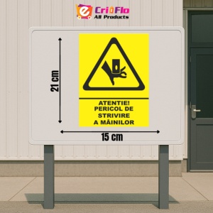 Indicator Atentie pericol de strivire a mainilor, Sticker autocolant - Img 2