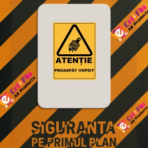 Indicator Atentie proaspat vopsit, Sticker autocolant - Img 3
