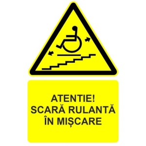 Indicator Atentie scara rulanta in miscare indicator de avertizare, Sticker autocolant