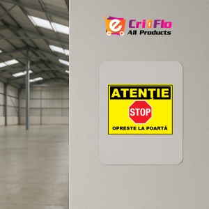 Indicator Atentie stop opreste la poarta, Sticker autocolant - Img 4