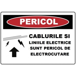 Indicator Cablurile si liniile electrice sunt pericol de electrocutare, Sticker autocolant