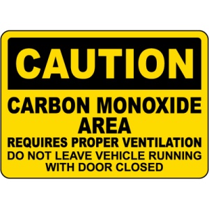 Indicator Caution Carbon Monoxide Area Requires Proper Ventilation Sign, Sticker autocolant