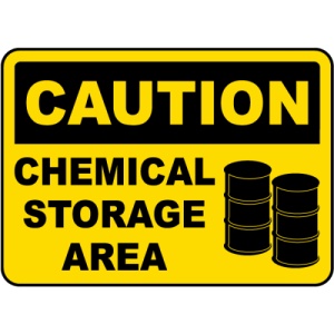 Indicator Caution Chemical Storage Area Sign, Sticker autocolant